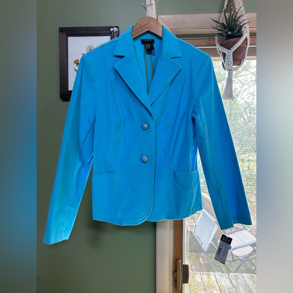 RQT buttoned ceramic blue jacket. Size ten
